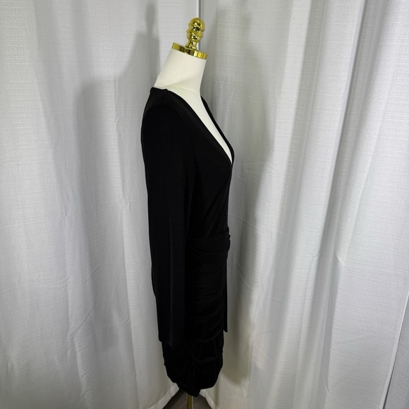 NWOT Alice + Olivia Kyra Black Mini Dress Drapey Ruched Whimsygoth Womens 12 - Picture 7 of 16